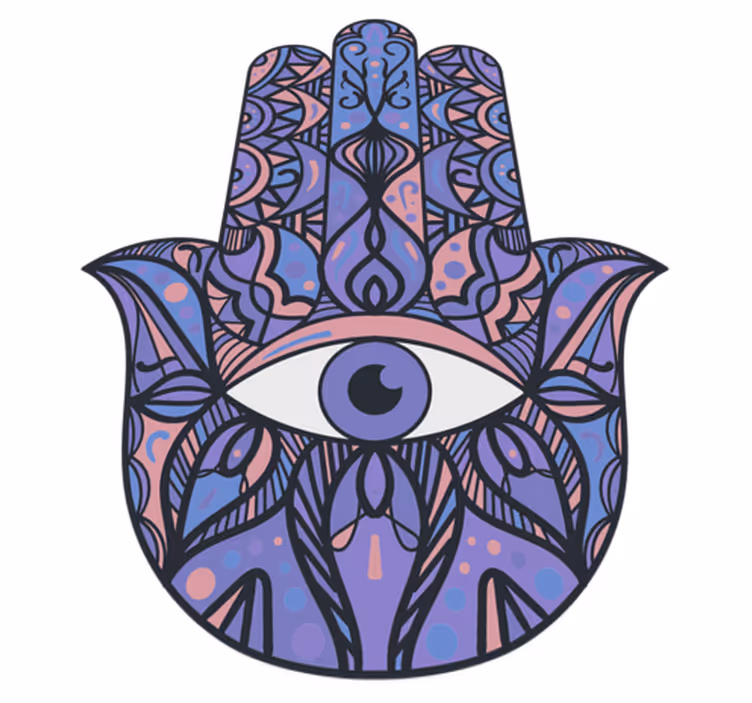 Hand av fatima lila toner etnisk matta - Tenstickers