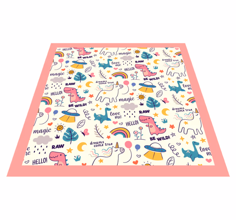 Färgglada dinosaurie-tema Vinylmatta Barn - Tenstickers