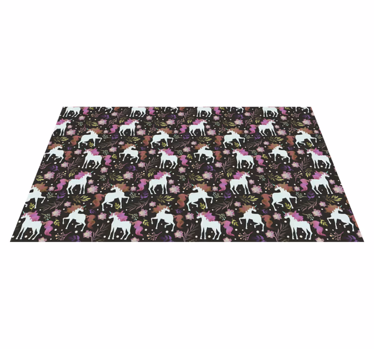 Enhörning med blommor vinylmatta - Tenstickers