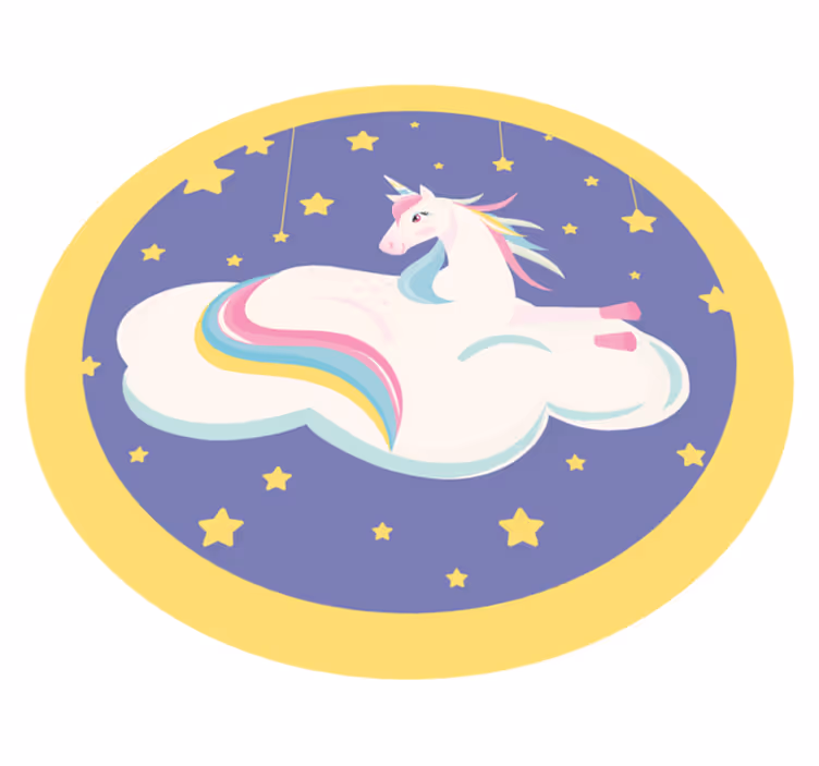 Enhörning som lägger sig på en molndjurmatta - Tenstickers