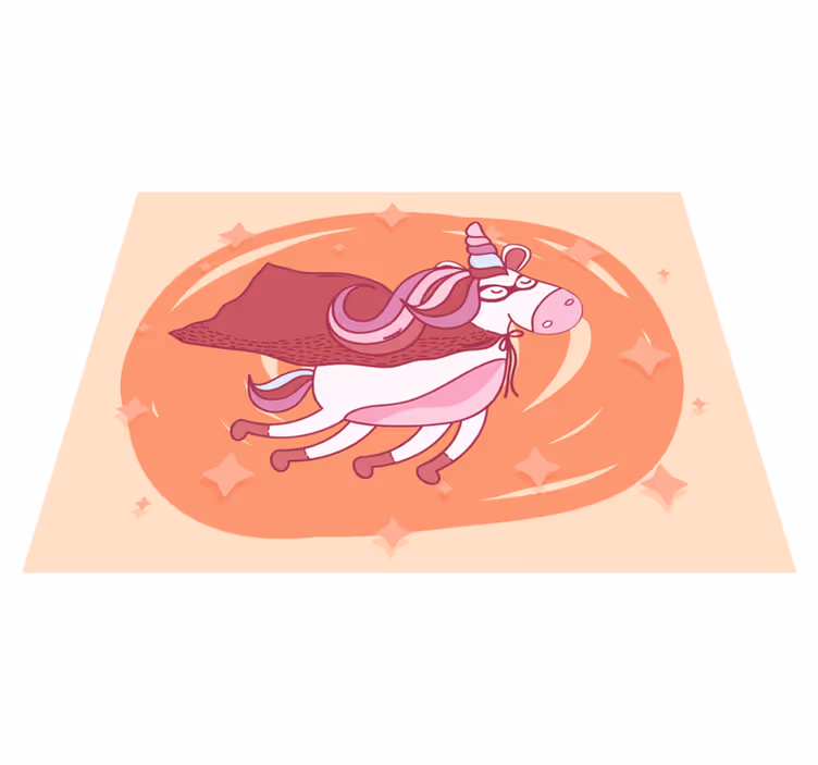 Flygande superhjälte unicorn vinylmatta - Tenstickers