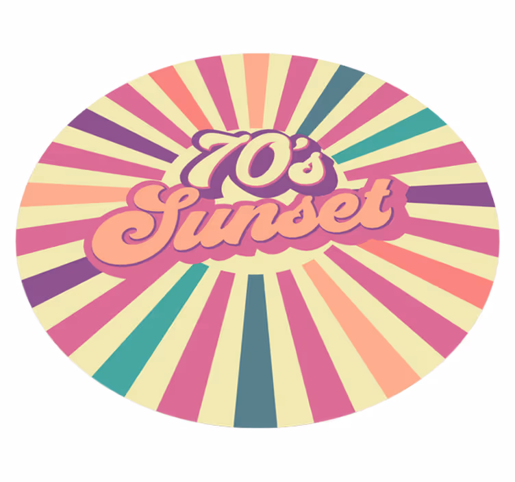 70-tals geometrisk solnedgång vintage vinylmatta - Tenstickers