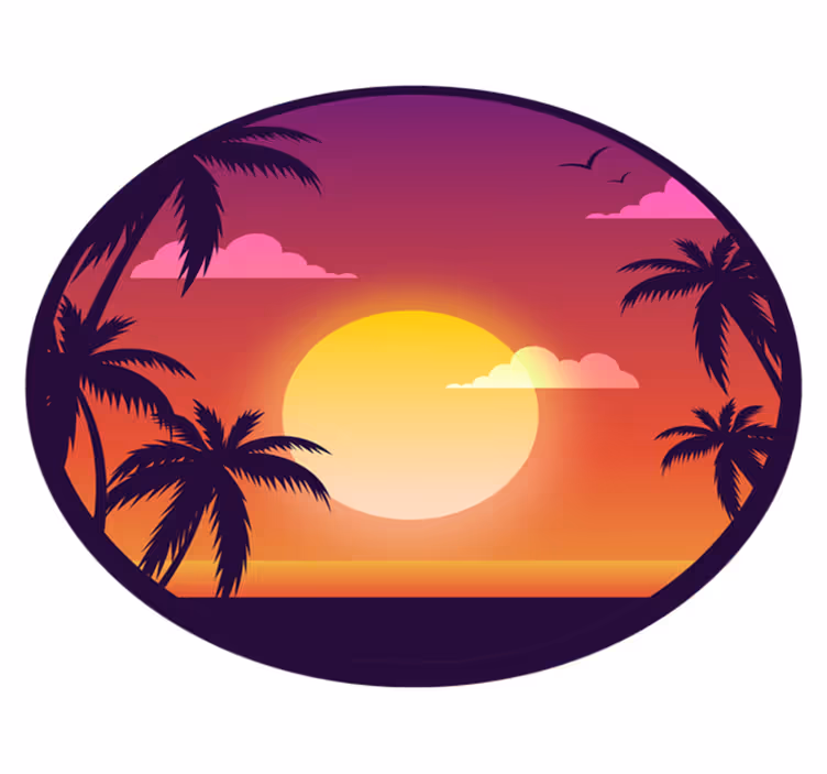 Tropiska solnedgångslandskap Vinylmatta natur - Tenstickers