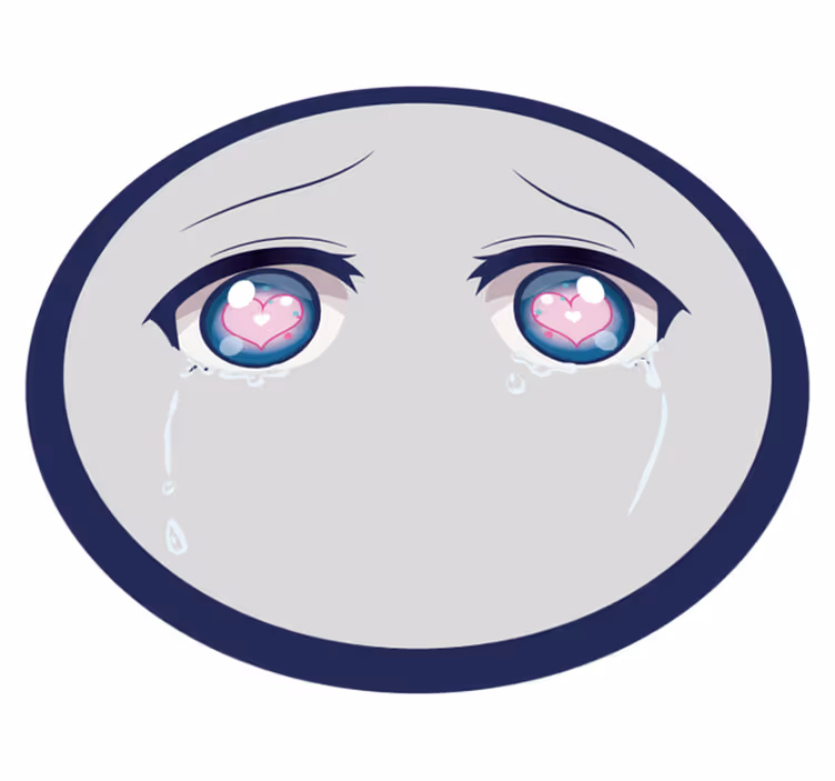 Gråtande anime ansikte Andra Vinylmattor - Tenstickers