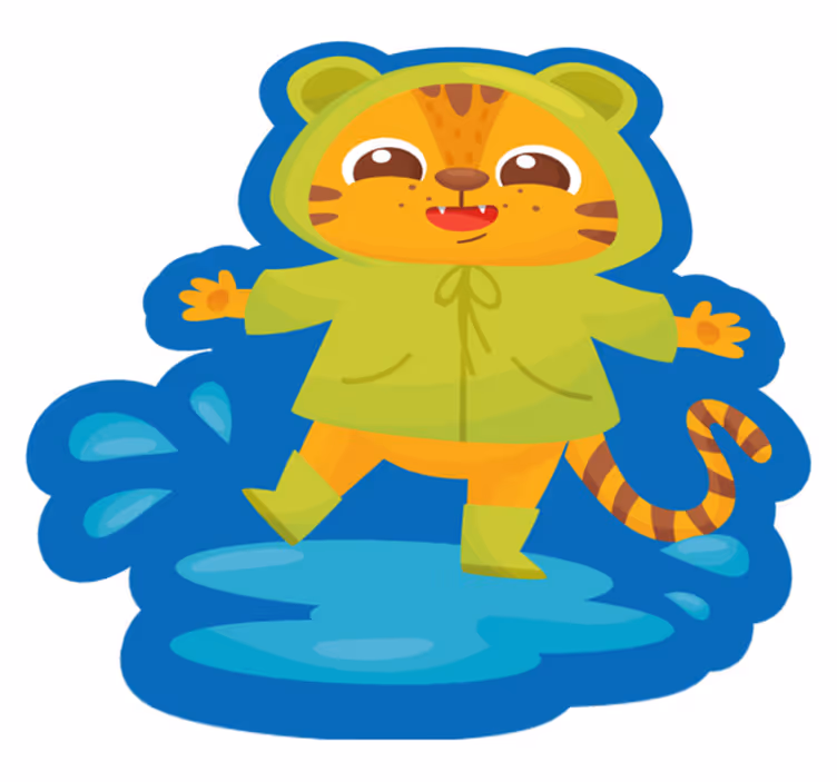Tecknad tigerfigur Vinylmatta Barn - Tenstickers
