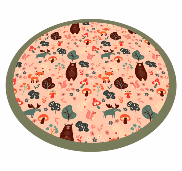 Rosa tecknad djur barn vinyl matta - Tenstickers