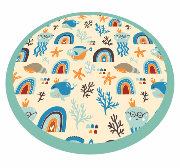 Undervattens tecknade djur barn vinyl matta - Tenstickers