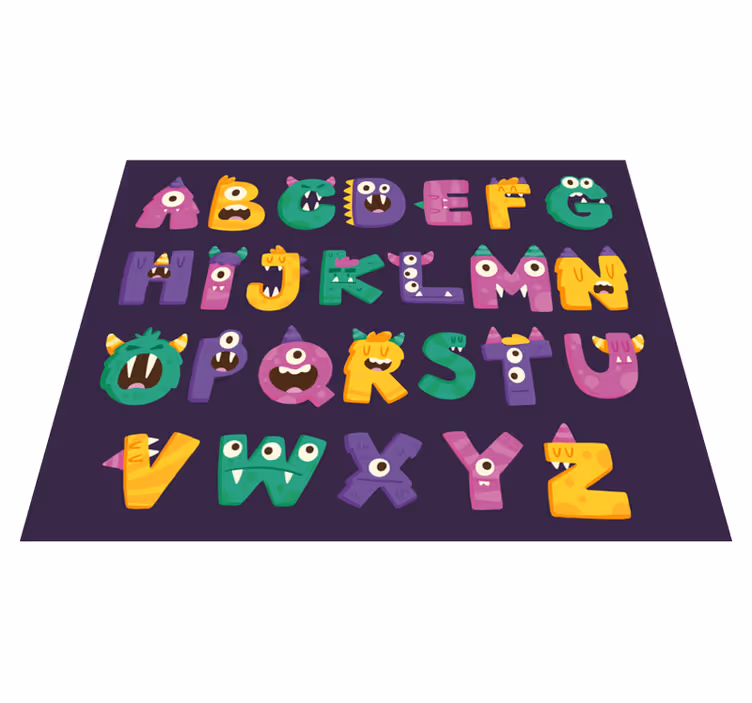 Tecknad monster alfabet vinyl alfabet matta - Tenstickers