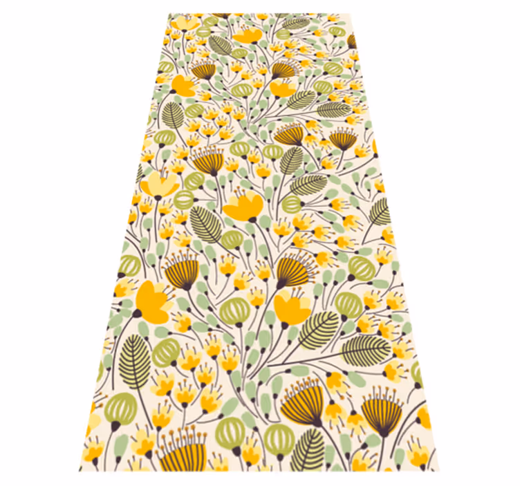 Gul blommig spets blommig vinylmatta - Tenstickers