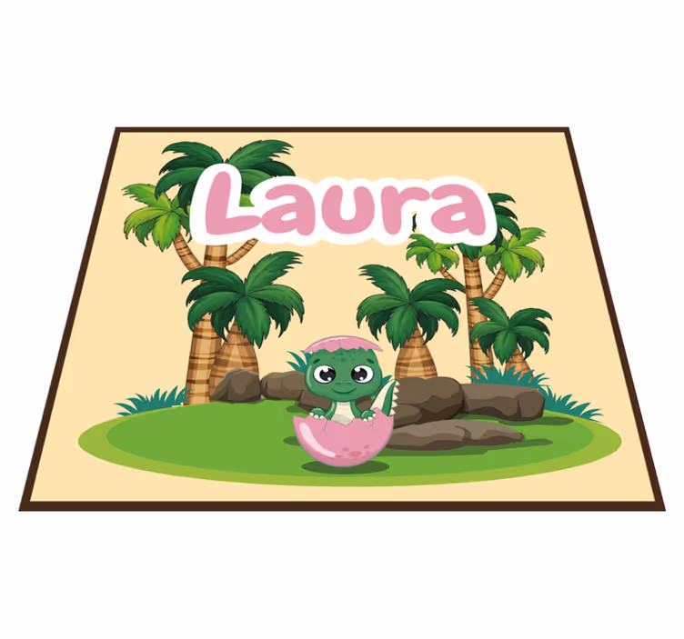 Personlig dinosaurie scen Vinylmatta namn - Tenstickers