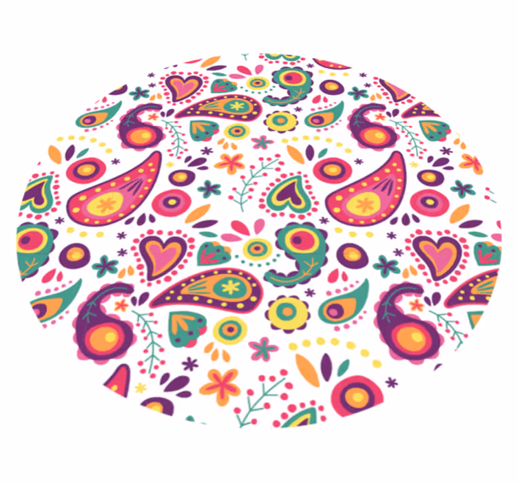 Färgglada paisley mönster Vinylmatta blommor och växter - Tenstickers
