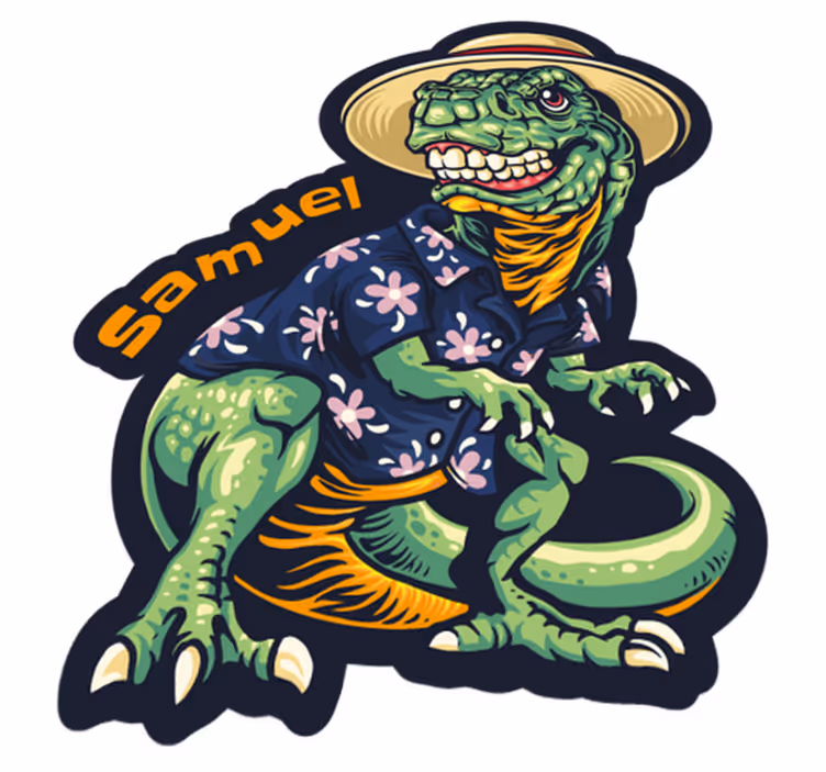 Dinosaurie semester klädsel Vinylmatta namn - Tenstickers