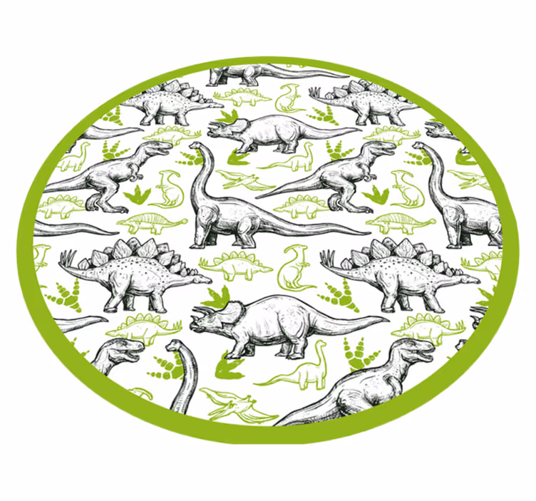 Två färger doodle dinosaurie djur matta - Tenstickers