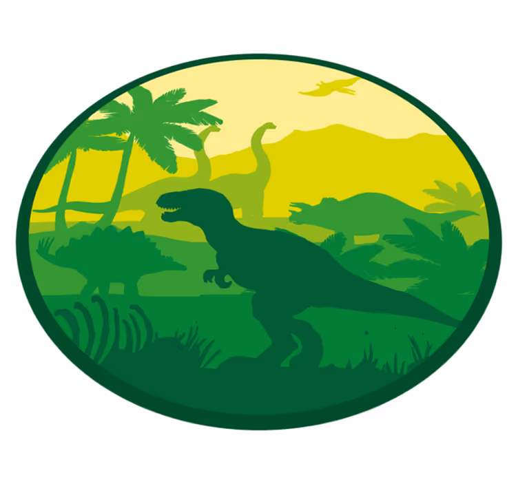 Dinosaurier siluett på liggande cirkulär matta - Tenstickers
