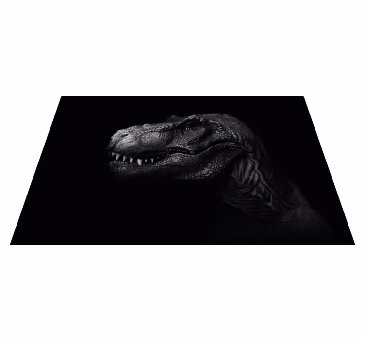 Realistisk och elegant dinosaurie på svart matta - Tenstickers