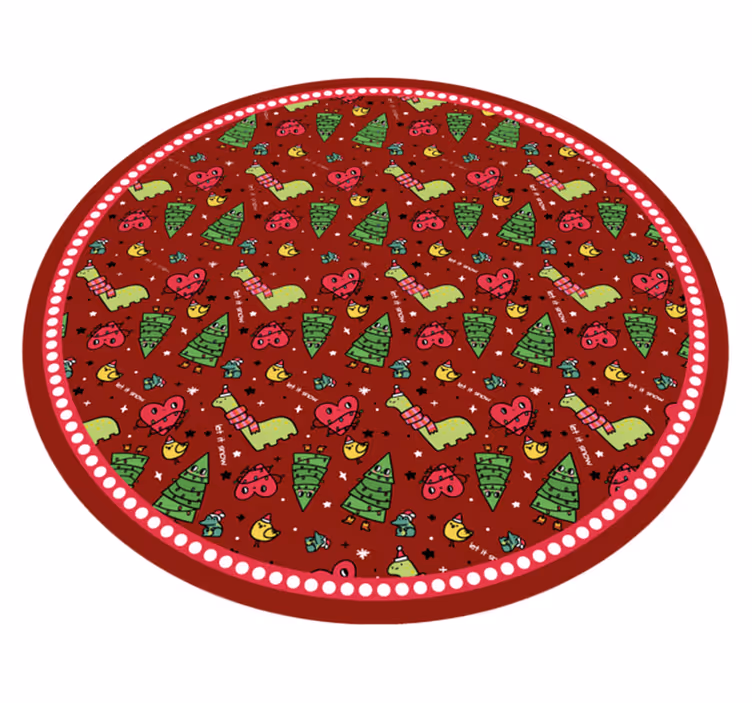 Festlig cirkulär design Vinylmatta Jul - Tenstickers