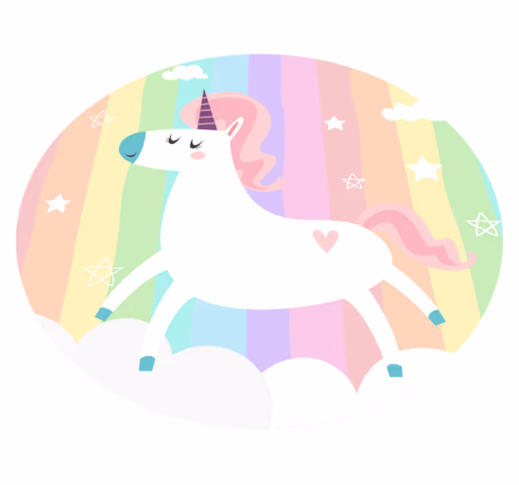 Akvarell bakgrund med unicorn djur matta - Tenstickers