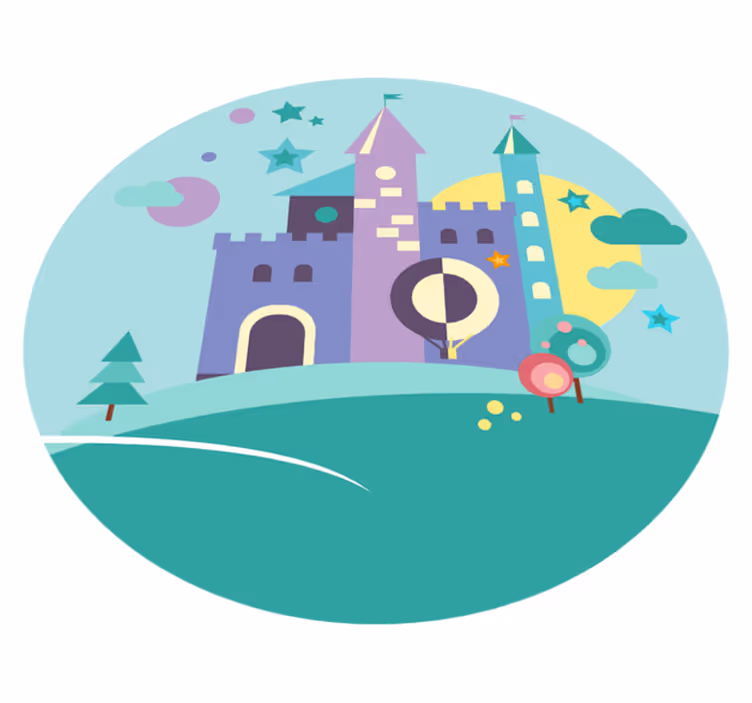 Söt tecknad slott barn vinyl matta - Tenstickers