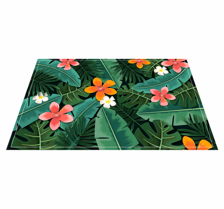 Djungelblommor och bladblommamatta - Tenstickers