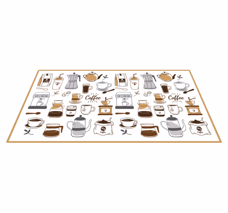 Nödvändiga kaffeprodukter Vinylmatta Kök - Tenstickers