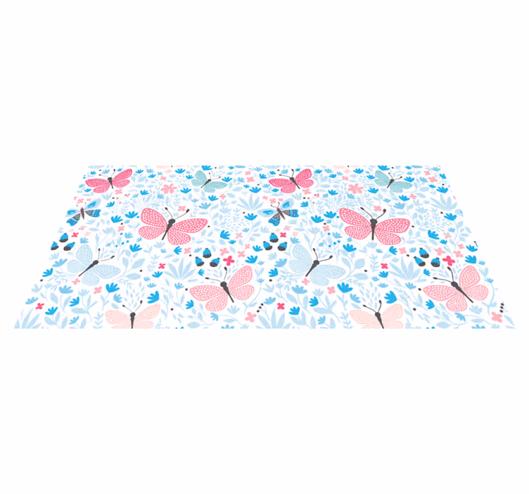 Blå motiv rosa färg barn vinyl matta - Tenstickers