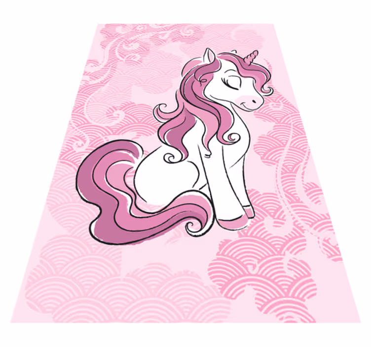 Unicorn hoppar på moln barn vinyl matta - Tenstickers