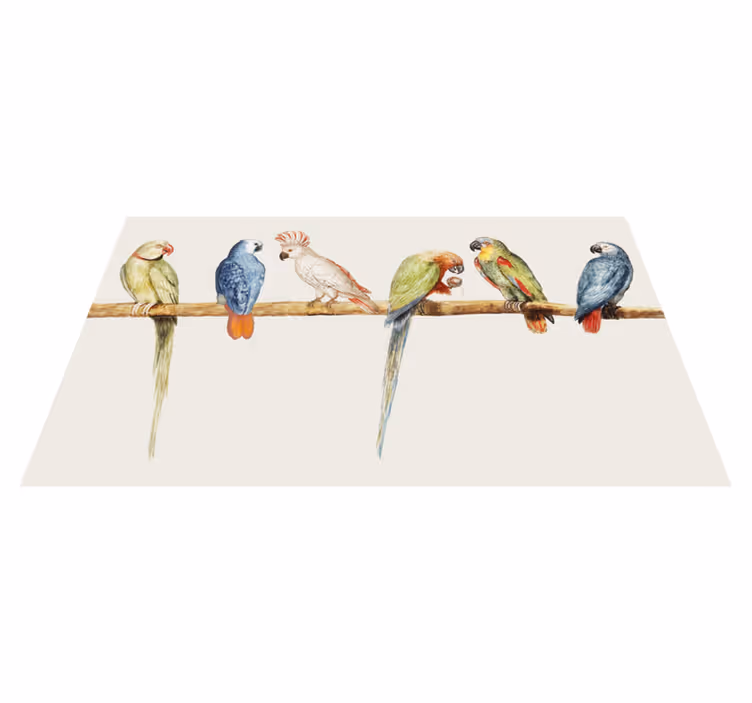 Modern grå med fåglar och grenar blommig matta - Tenstickers