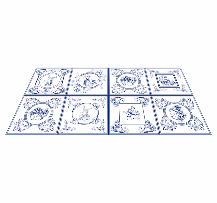 Vintage blå kakel matta - Tenstickers