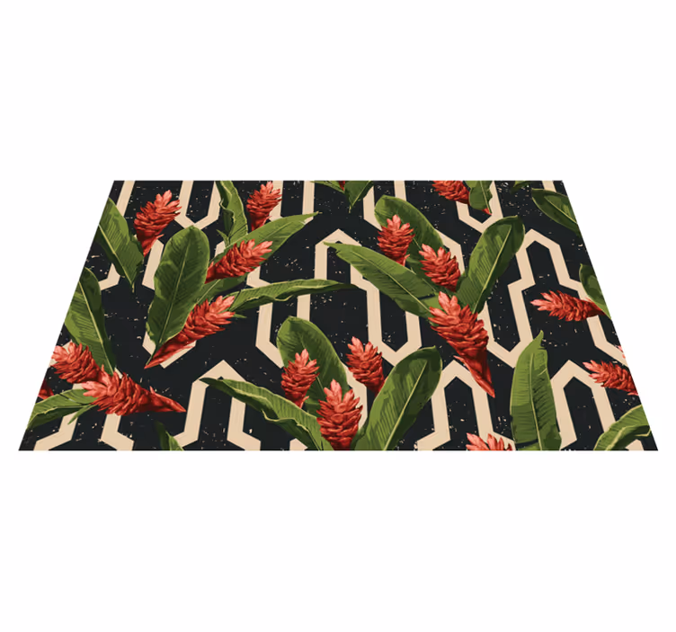 Botanisk geometrisk Vinylmatta blommor och växter - Tenstickers