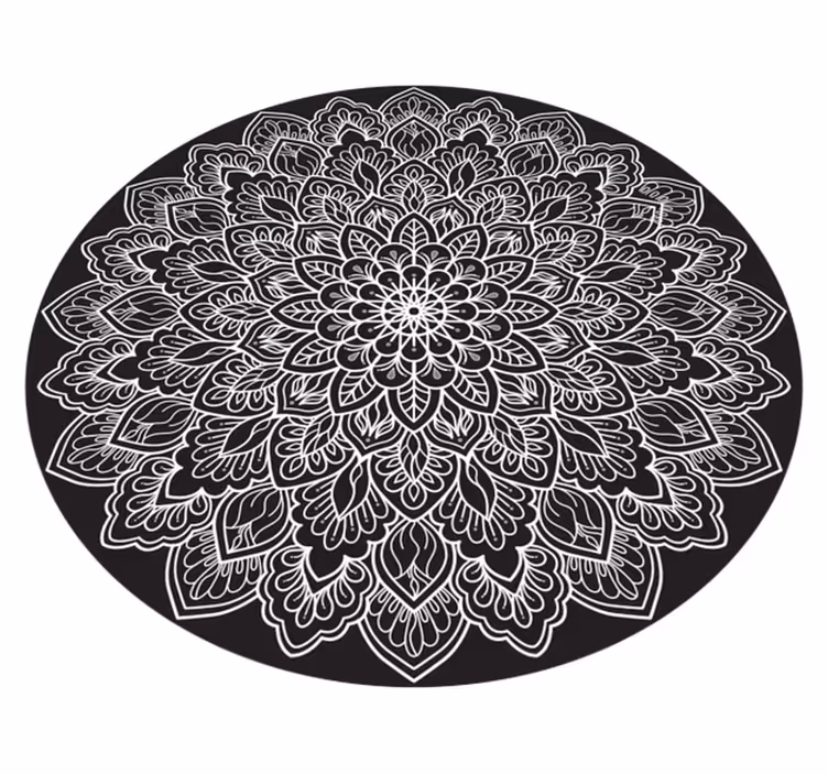 Svart och vit mandala vinylmatta - Tenstickers