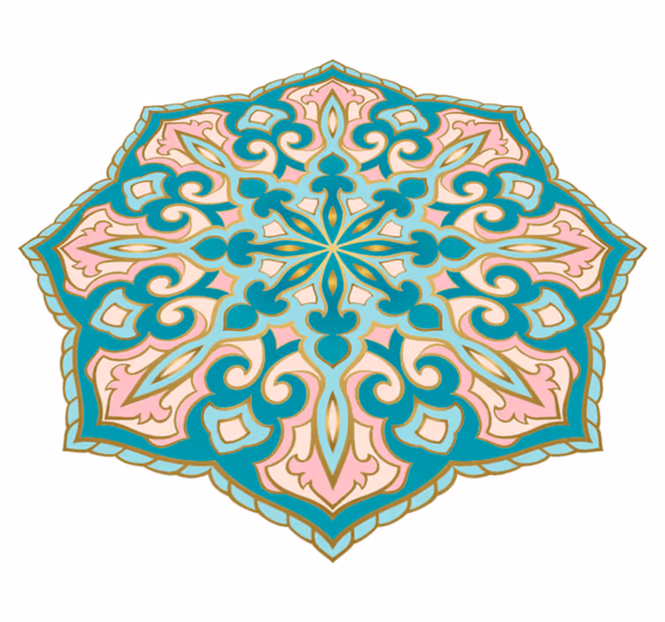 Turkos och rosa mandala vinylmatta - Tenstickers