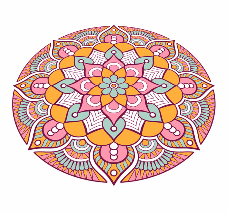 Livligt blommigt koncept Vinylmatta Mandala - Tenstickers