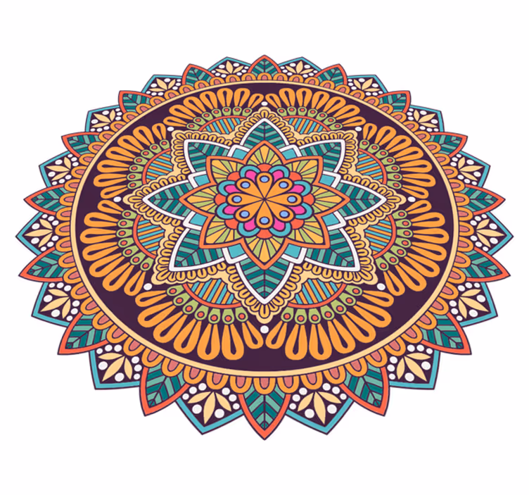 Färgstark mandala blomma mandala vinyl matta - Tenstickers