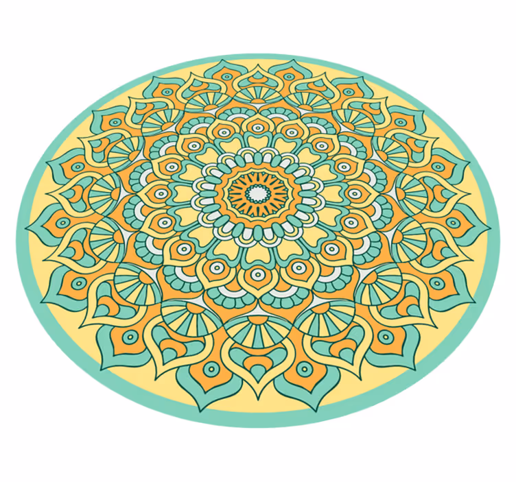Mandala orange och kricka mandala vinylmatta - Tenstickers