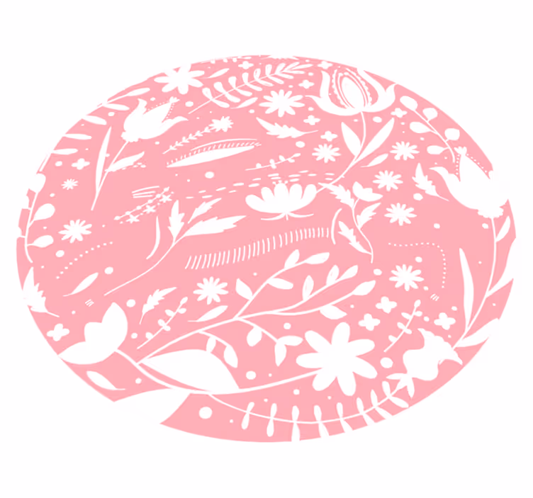 Rosa blad och blommor barn vinyl matta - Tenstickers