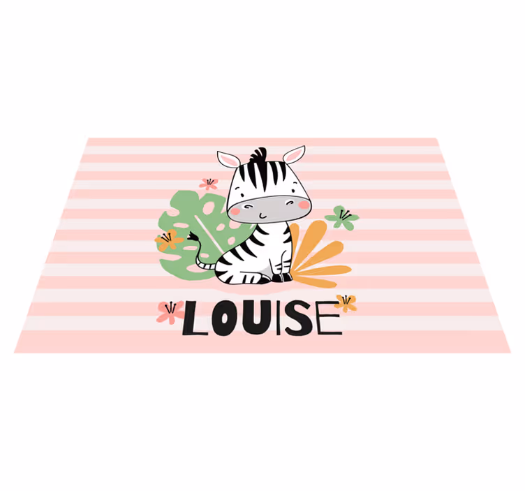 Anpassningsbar zebra Vinylmatta namn - Tenstickers