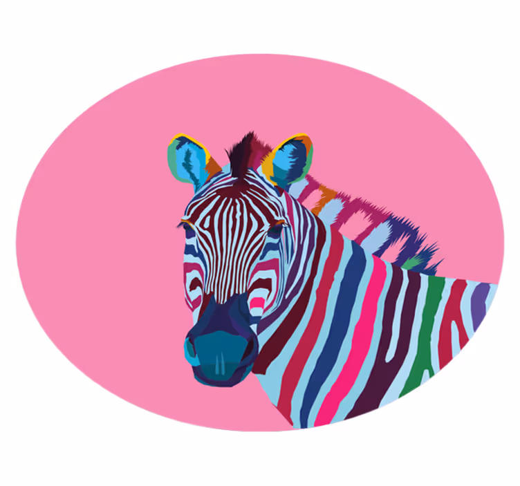 Zebra popkonst djur matta cirkel - Tenstickers