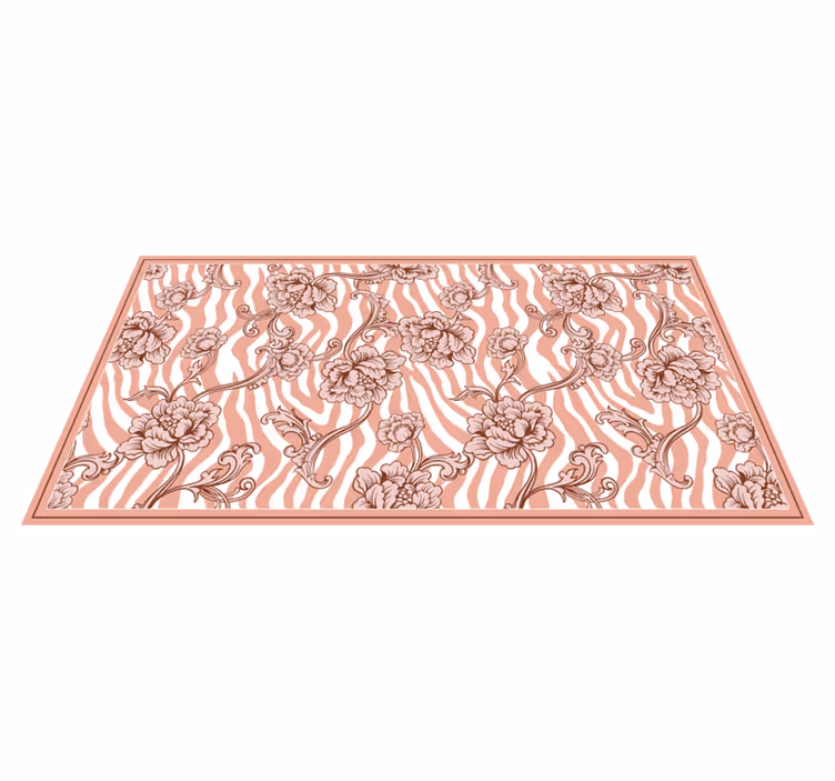 Zebra blommig fusion Vinylmatta sovrum - Tenstickers