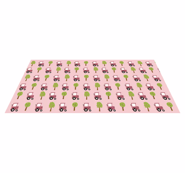 Rosa traktormönster barn vinyl matta - Tenstickers