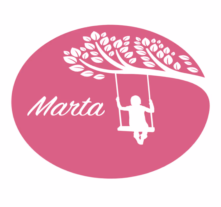 Flicka på gunga rosa bakgrund barn vinyl matta - Tenstickers