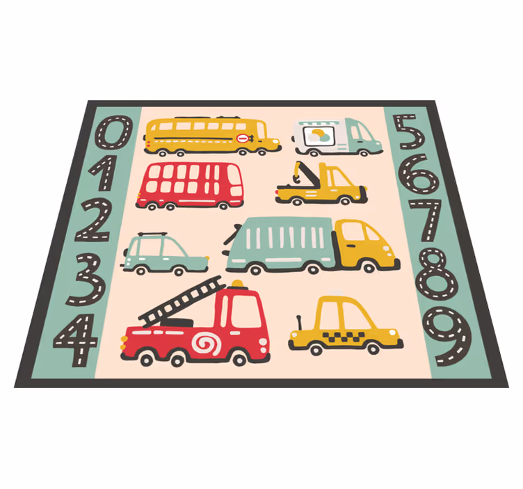 Lastbil med nummer barn vinyl matta - Tenstickers