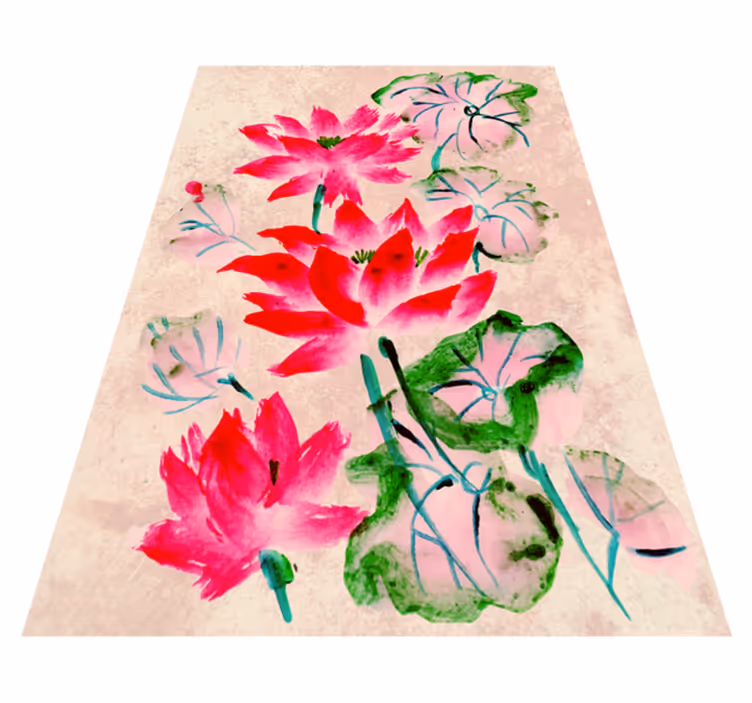 Lotus akvarell blommig vinylmatta - Tenstickers