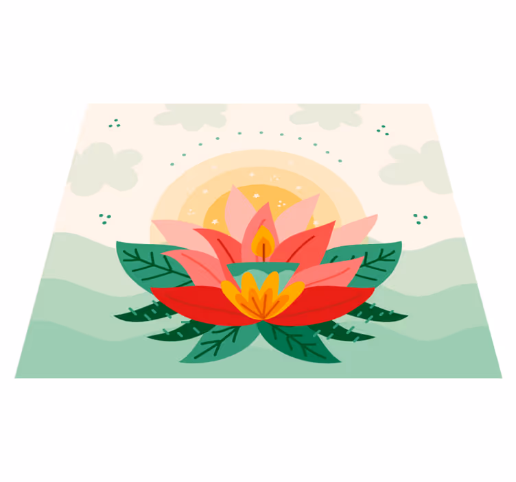 Lotusblomma illustration Vinylmatta blommor och växter - Tenstickers