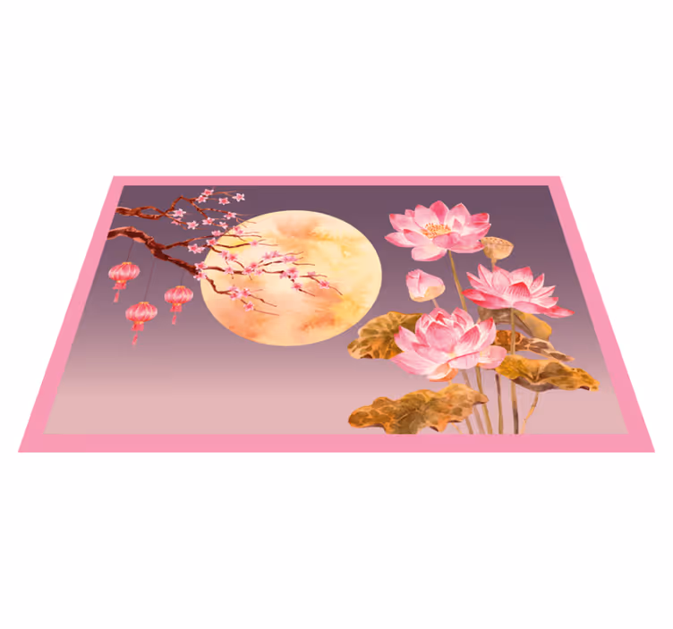 Lotus nattplats blommig matta - Tenstickers