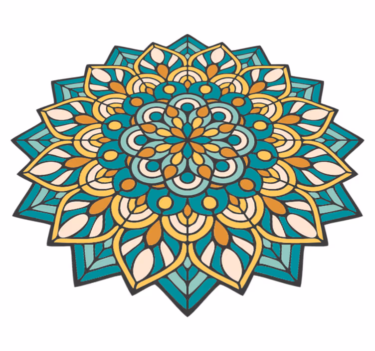 Mandala grön och orange mandala vinylmatta - Tenstickers