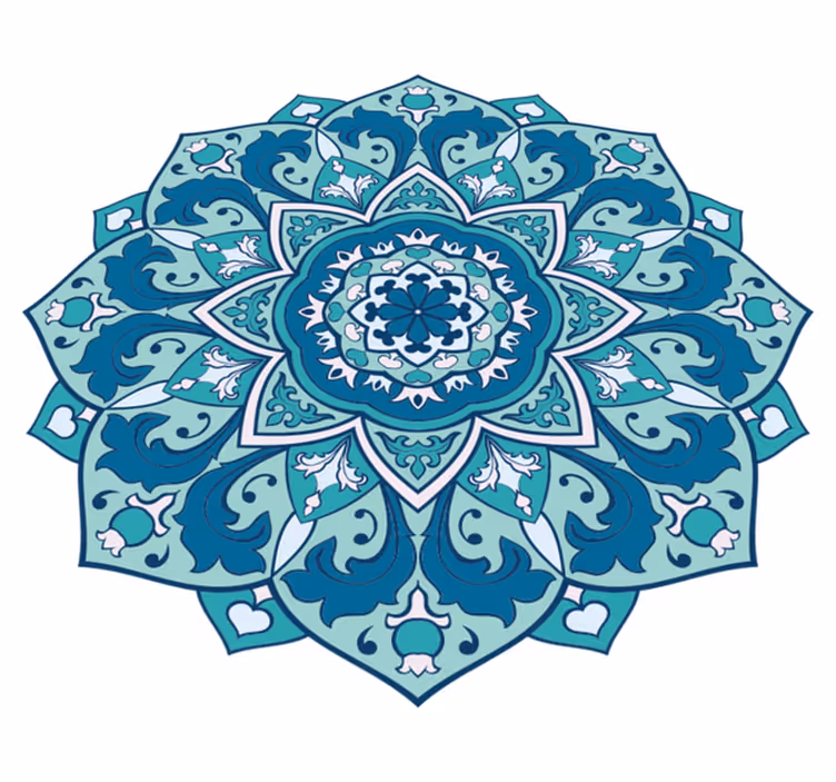 Blått elegant mönster Vinylmatta Mandala - Tenstickers
