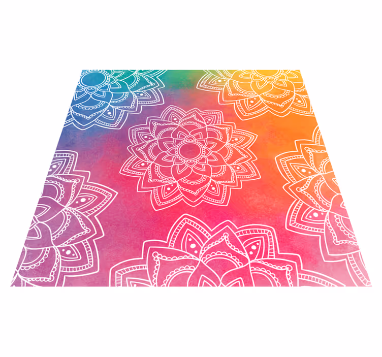 Färgglatt rött mönster Vinylmatta Mandala - Tenstickers