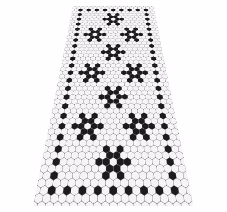 Svart och vit mosaik kakel matta - Tenstickers