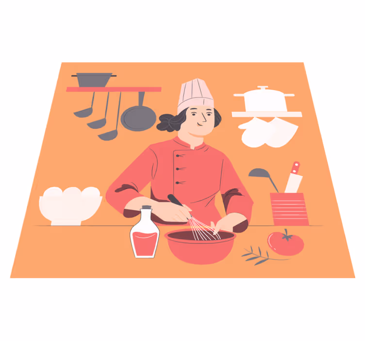 Kock illustration Vinylmatta Kök - Tenstickers