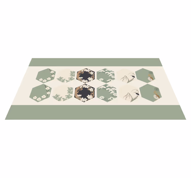 Blommiga hexagoner Vinylmatta blommor och växter - Tenstickers